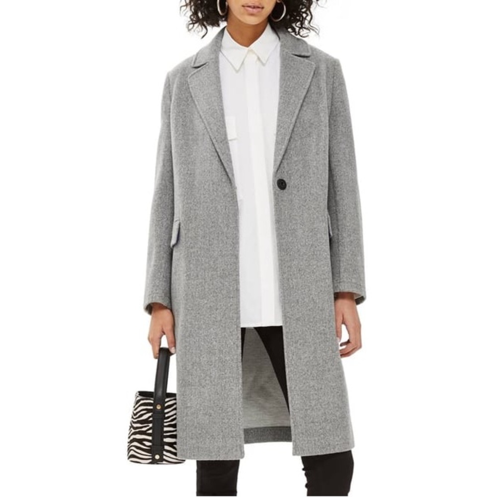 Topshop Classic Gray Knit Midi Coat size 4